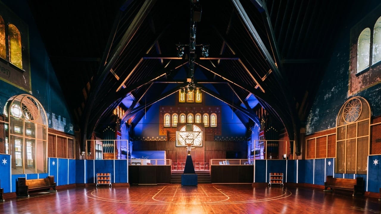 Main playing court at the Nike Church of Basketball