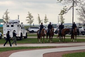 police horses at bank the blue event